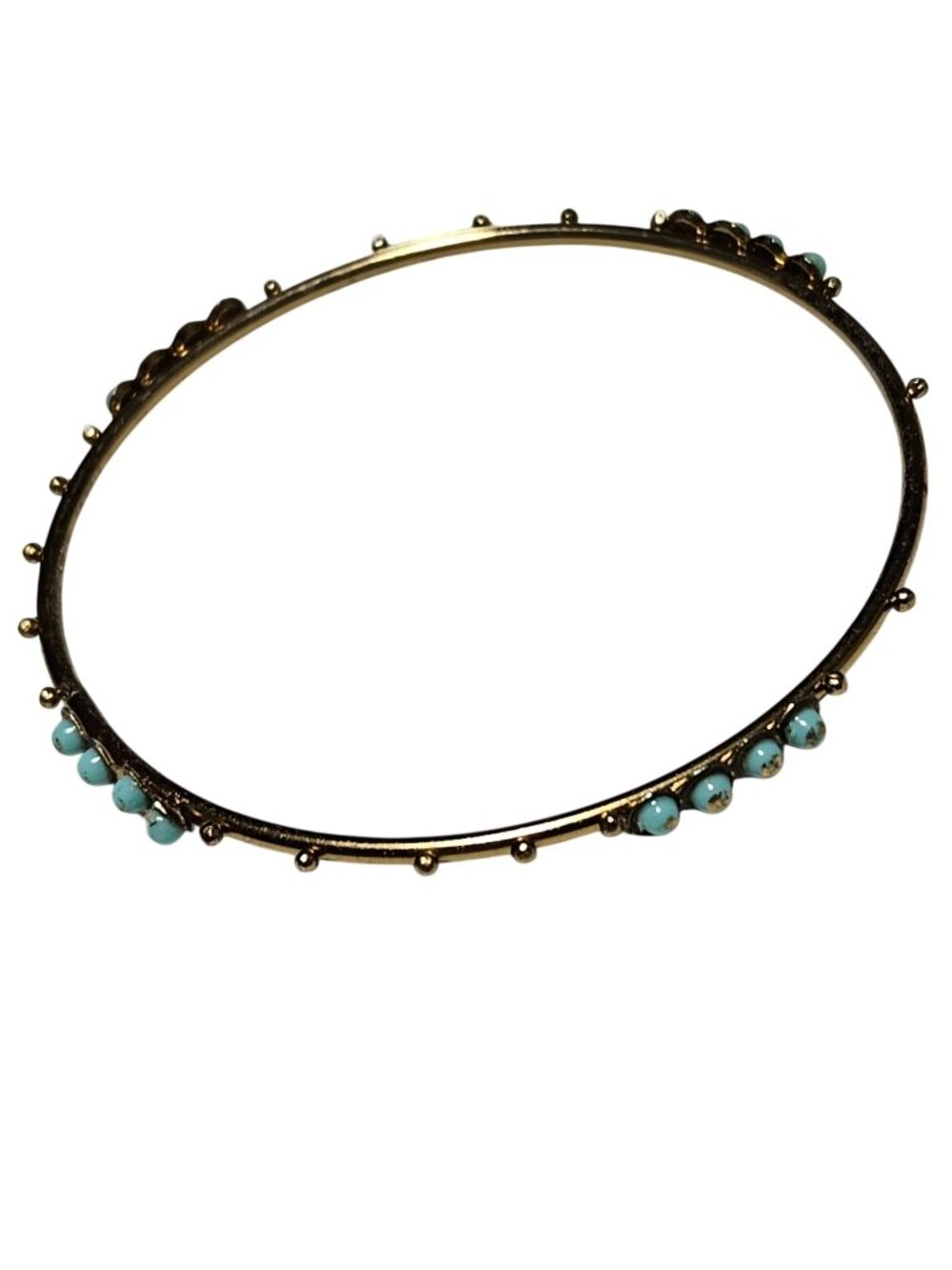 Retro Bangle Bracelet Blue Beads Gold Tone Minimalist Classic Fashion Jewelry